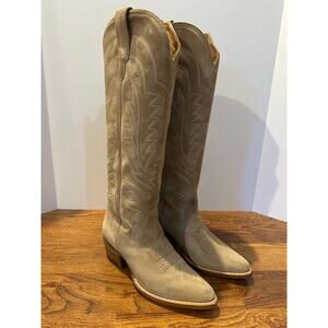 Tecovas The Abby Driftwood Suede Western Cowgirl Boots Beige Size 7B Elevated